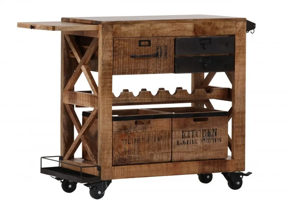 Sonderangebot Casa Padrino Bar Trolley Servierwagen aus Mango Massivholz - Hotel & Restaurant Einrichtung Möbel