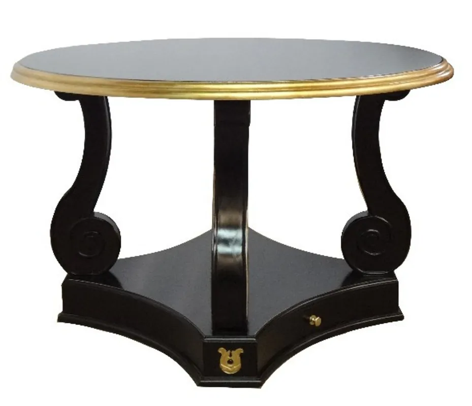 Casa Padrino Barock Esstisch Rund Schwarz / Gold Mahagony Holz 120 cm - Tisch Sichere Zahlung