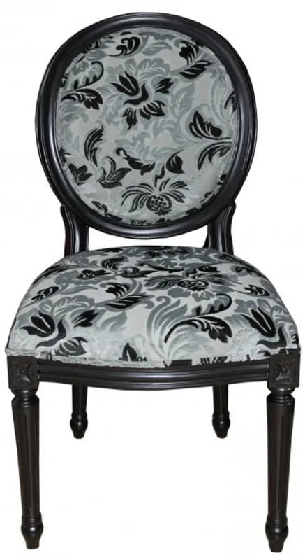 Casa Padrino Barock Esszimmer Stuhl Mod2 Blumenmuster / Antik Schwarz - Möbel Heißes Angebot