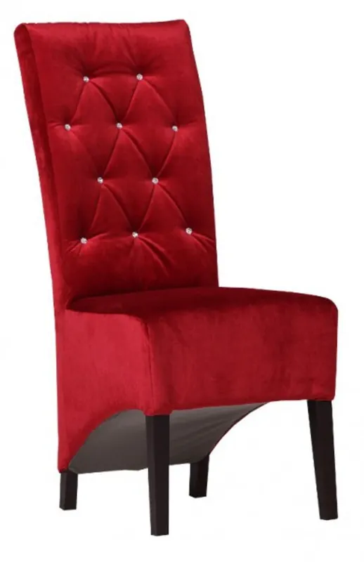 Billig Casa Padrino Designer Chesterfield Esszimmer Stuhl Bordeaux Rot / Schwarz mit Bling Bling Glitzersteinen