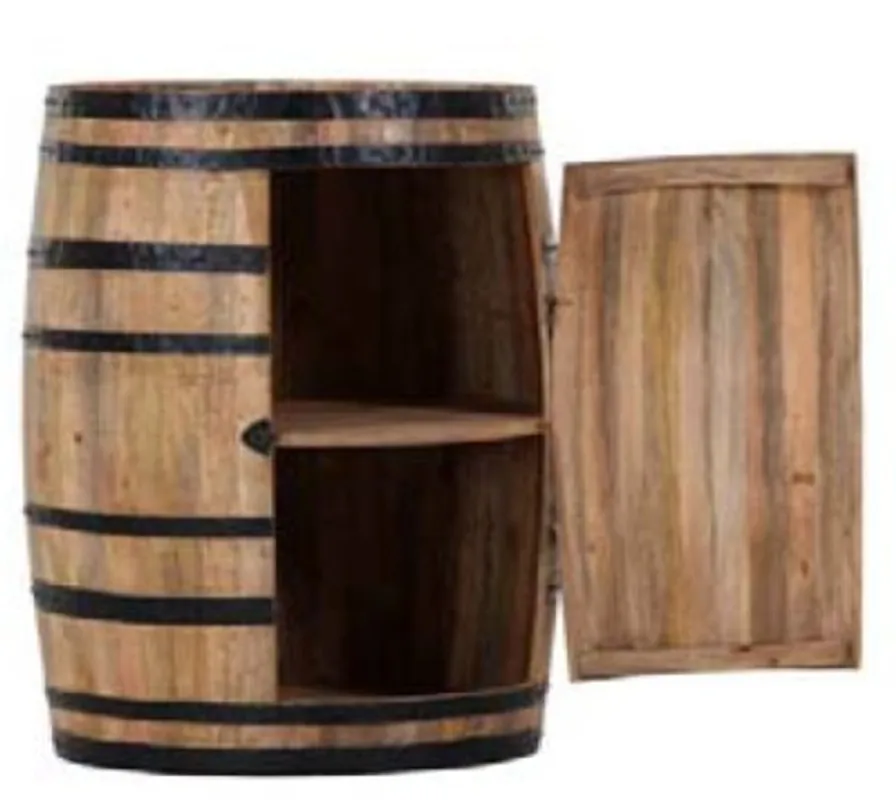 Sonderaktion Casa Padrino Bar Schrank Weinschrank Bartisch aus Mango Massivholz - Holzfaß Weinfaß Faßmöbel Faßschrank Hotel & Restaurant Einrichtung Möbel Tisch