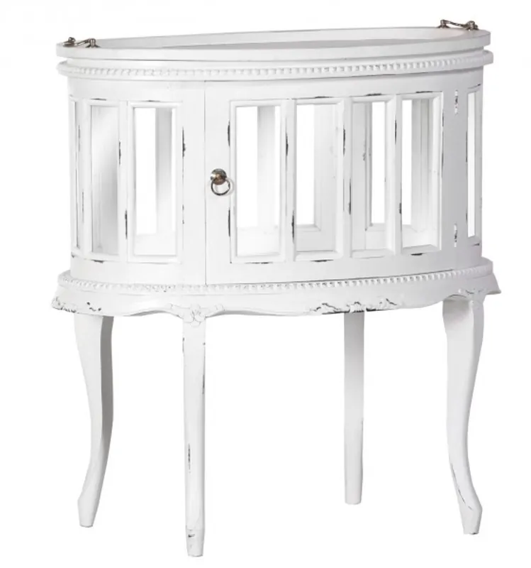 Top-Seller Casa Padrino Bar Schrank Weinschrank Whiskey Schrankbar Shabby Chic Look Weiß - Barock Rokoko Jugendstil Glasschrank
