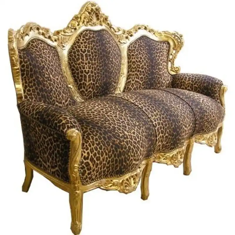 Billig Casa Padrino Barock Sofa Leopard/Gold - Möbel Antik Stil Barock Tiger Leo Couch