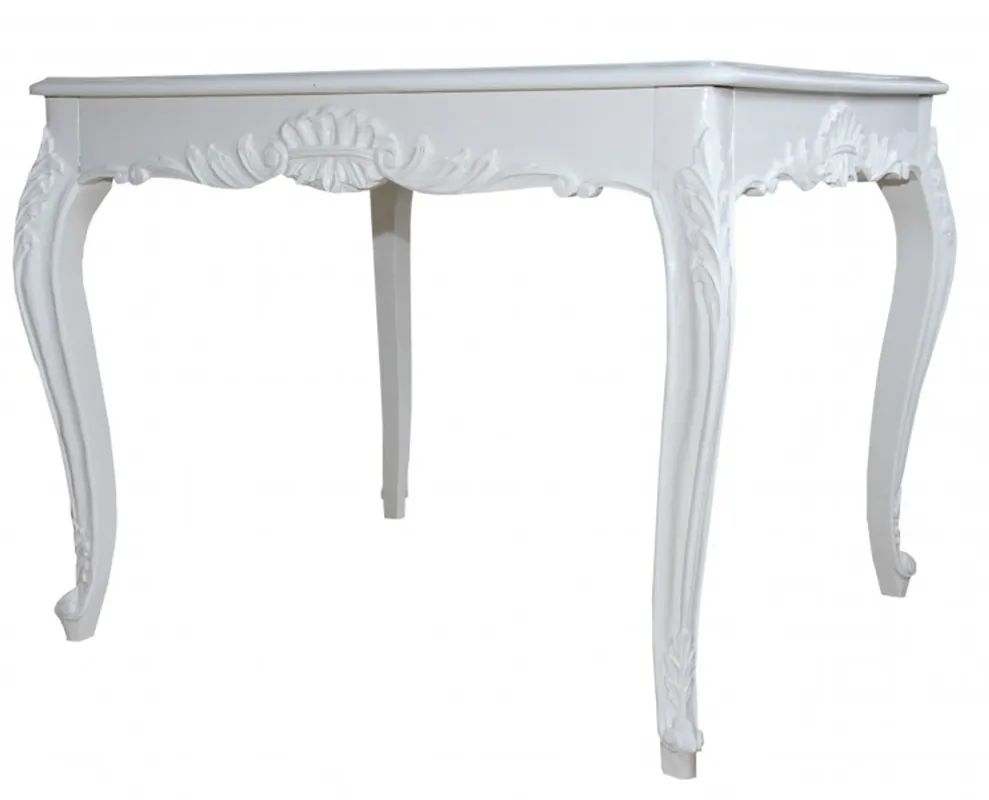 Casa Padrino Barock Esstisch Weiss 100 cm x 90 cm- Esszimmer Tisch Angebot