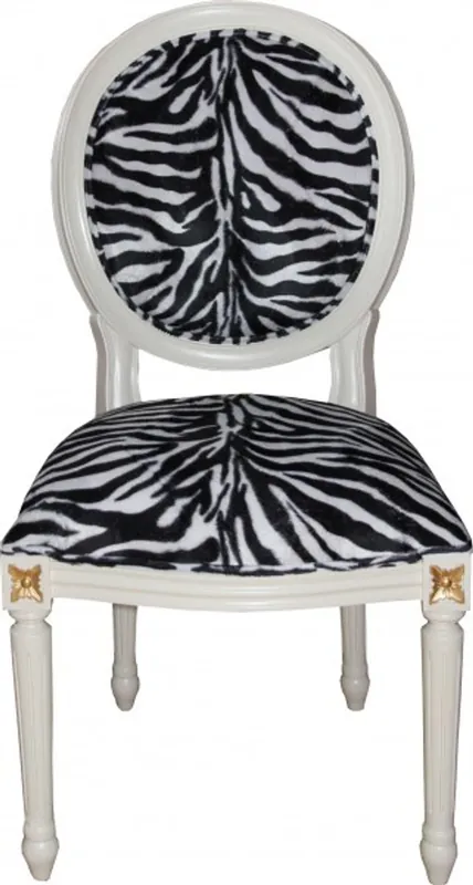 Casa Padrino Barock Esszimmer Stuhl Mod2 Zebra / Creme - Barock Möbel Mega-Angebot