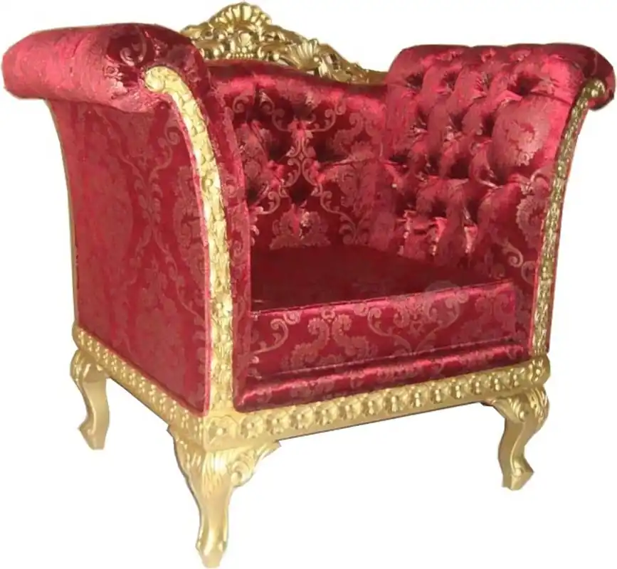 Schnäppchen Casa Padrino Barock Lounge Sessel Bordeaux Rot / Gold Möbel Antik Stil - Wohnzimmer Club Möbel Sessel