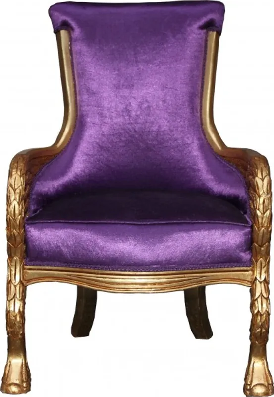 Preis Gesenkt Casa Padrino Barock Lounge Sessel Lila / Gold Mod2 Möbel Antik Stil - Wohnzimmer Club Möbel Sessel Thron Eagle Feather