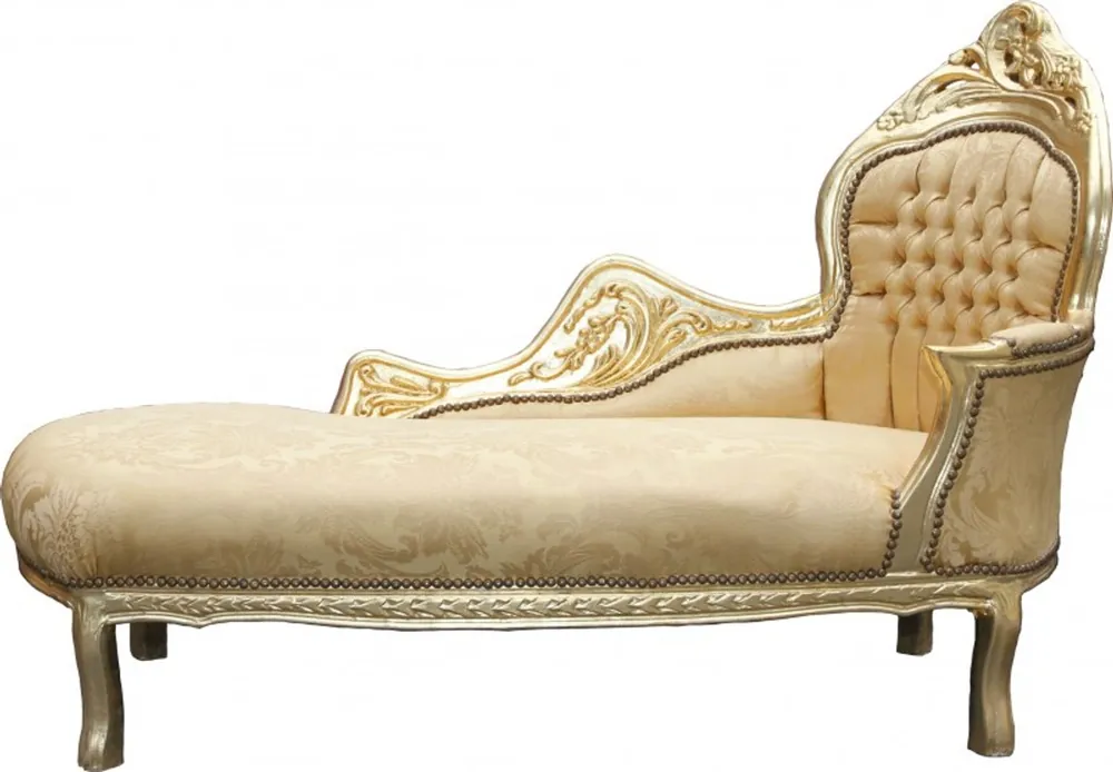 Casa Padrino Barock Chaiselongue Mod2 Gold Muster/Gold - Barock Möbel Highlight
