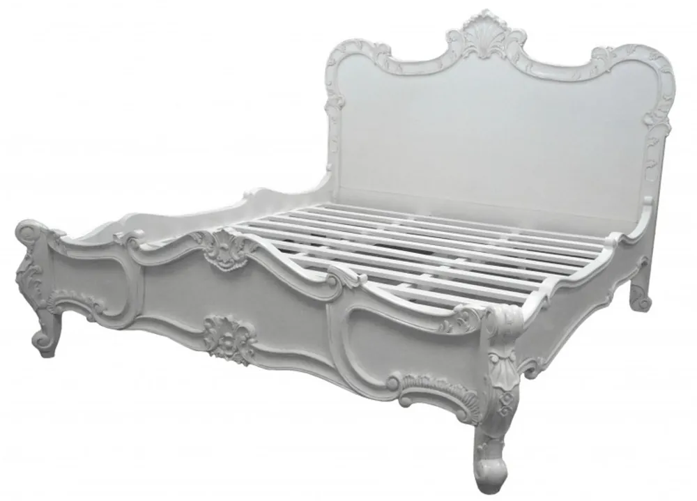 Preisreduziert Barock Bett Florenz Weiß 180 x 200 cm aus der Luxus Kollektion von Casa Padrino