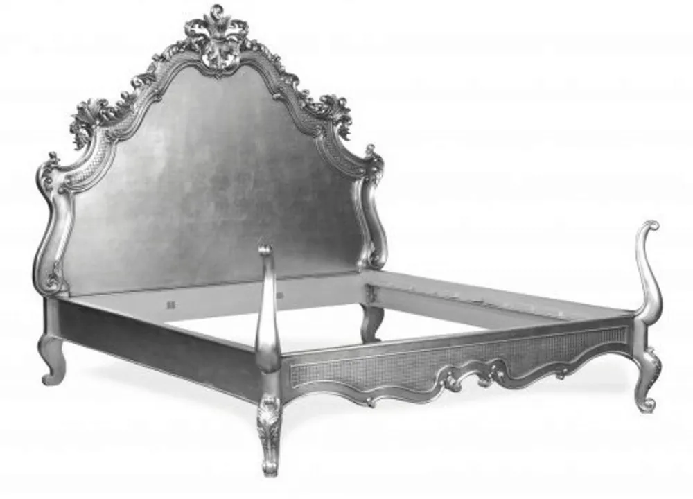 Bestpreis Barock Bett Lusso Superior Silber 180 x 200 cm aus der Luxus Kollektion von Casa Padrino