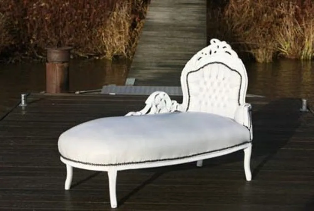 Casa Padrino Barock Chaiselongue Weiß/Weiß Lederoptik Must-Have