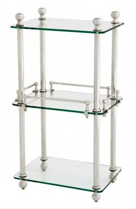Casa Padrino Badezimmer Luxus Regalschrank vernickelt - Glasregal Badregal Regal Schrank Glas Beliebt