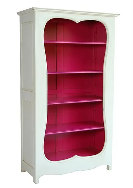 Casa Padrino Barock Bücherschrank Weiss / Pink B 110 x H 185 cm Bücherregal Regal Schrank Sale