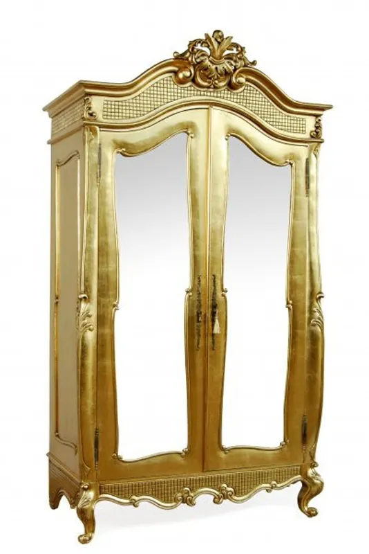 Casa Padrino Barock Kleiderschrank Gold B 107 x H 229 cm Schlafzimmer Schrank Nur Für Kurze Zeit
