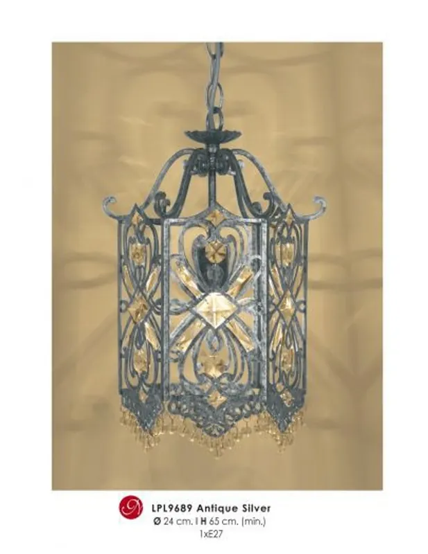 Orientalische Designer Pendelleuchte mit Kristall-Deco Antik Silber ModP2 Leuchte Lampe aus dem Hause Casa Padrino - Deckenleuchte Hängeleuchte Markenprodukt