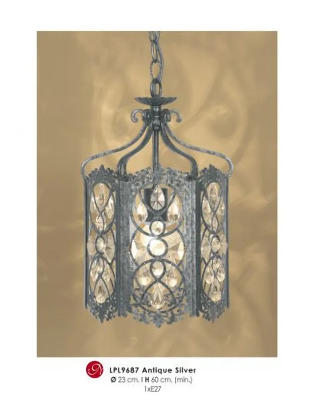 Sale Orientalische Designer Pendelleuchte mit Kristall-Deco Antik Silber ModP3 Leuchte Lampe aus dem Hause Casa Padrino - Deckenleuchte Hängeleuchte