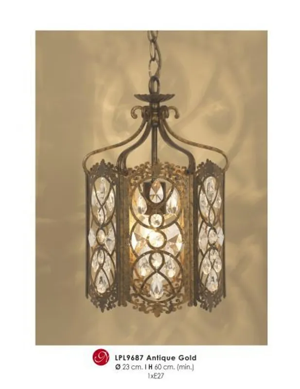 Orientalische Designer Pendelleuchte mit Kristall-Deco Antik Gold ModP3 Leuchte Lampe aus dem Hause Casa Padrino - Deckenleuchte Hängeleuchte Markenprodukt