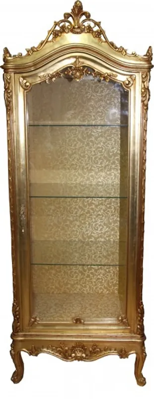 Kracherpreis Casa Padrino Barock Vitrine Gold H 200 cm, B 70 cm, Tiefe 45 cm - Vitrinenschrank - Wohnzimmerschrank
