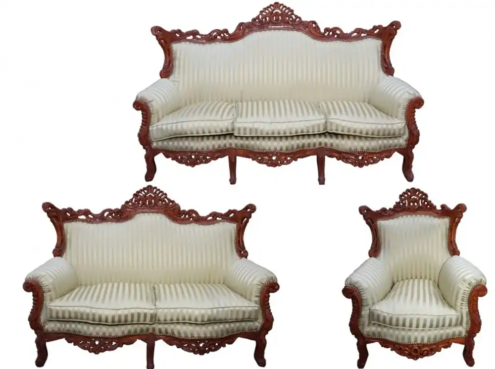 Casa Padrino Barock Wohnzimmer Set Jadegrün/Braun - 3-er Sofa + 2-er Sofa + 1 Sessel - Barock Möbel Bestseller