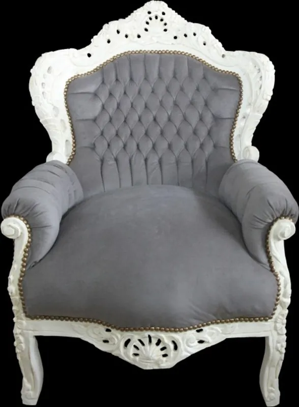 Casa Padrino Barock Sessel "King" Grau /Creme - Antik Stil Jetzt Kaufen