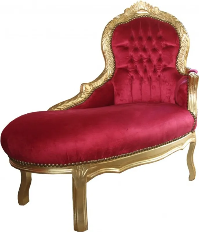 Billig Casa Padrino Barock Kinder Chaiselongue Bordeaux/Gold - Kindermöbel