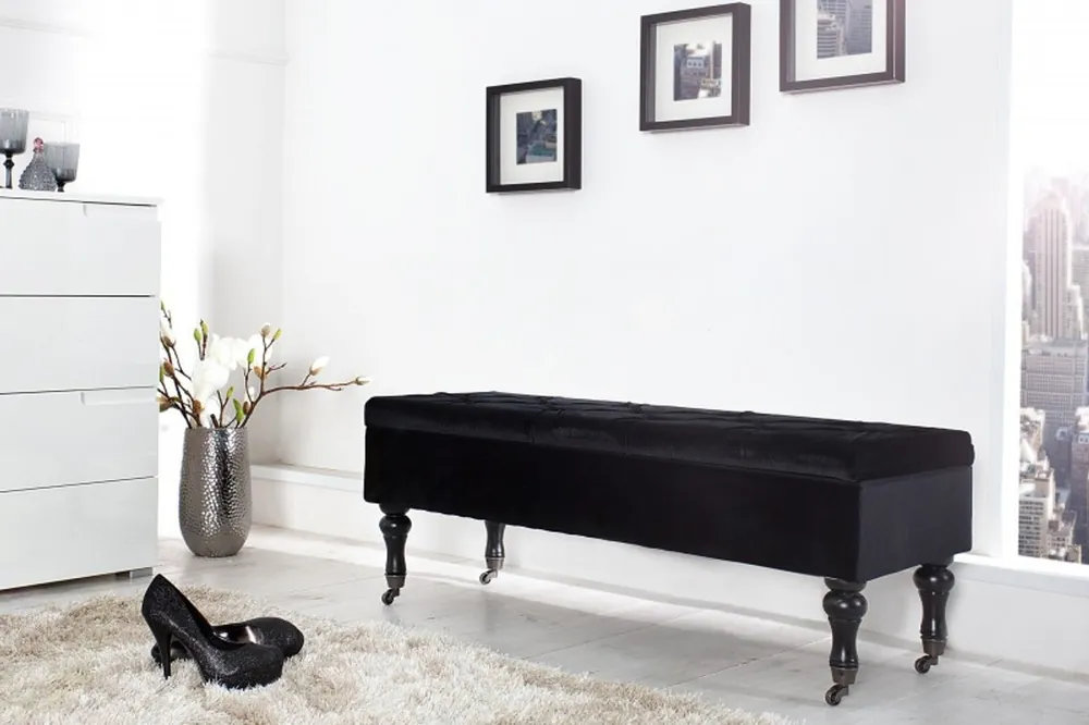 Casa Padrino Barock Sitzbank mit Truhe Schwarz/Schwarz - Antik Stil Meistverkauft