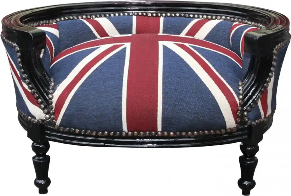 Casa Padrino Barock Hunde & Katzen Sofa Union Jack/Schwarz - Hundebett & Katzenbett Top-Preis