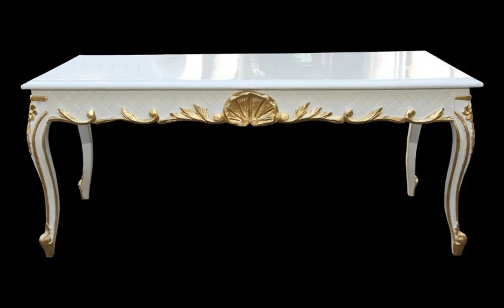 Sichere Zahlung Casa Padrino Barock Couchtisch Weiß/Gold 120 x 60 cm Mod2 - Antik Look