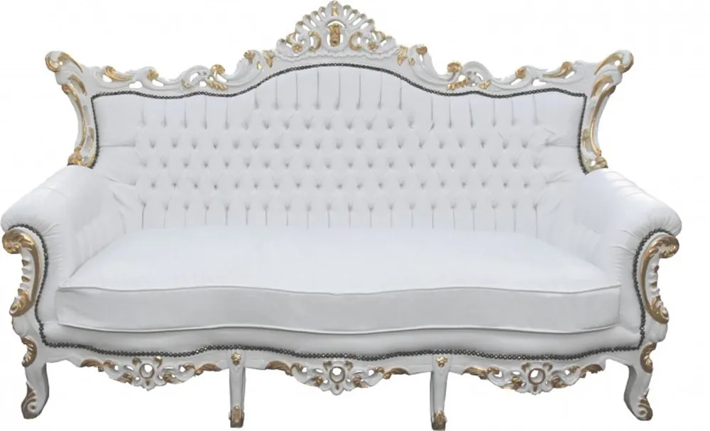 Casa Padrino Barock 3-er Sofa Master Weiss/Gold Mod2 - Antik Möbel - Limited Edition Neu