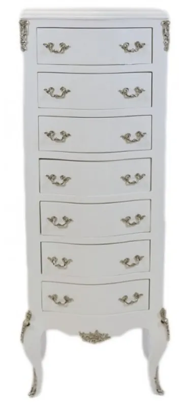 Casa Padrino Barock Kommode Weiß mit 7 Schubladen 120 x 45 x 35 cm - Antik Stil Neu