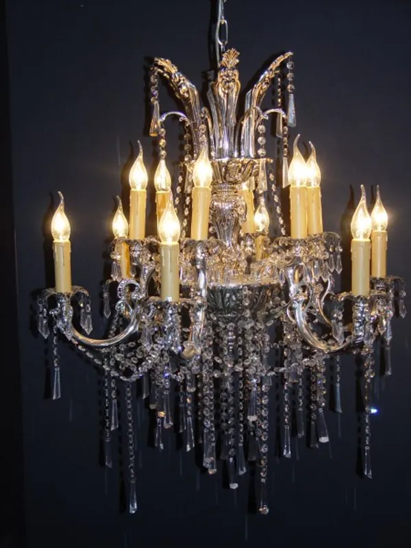 Ausverkauf Casa Padrino Barock Kristall Kronleuchter 12-Flammig Silber ModK2 - Hängeleuchte Lüster Hängelampe Deckenlampe