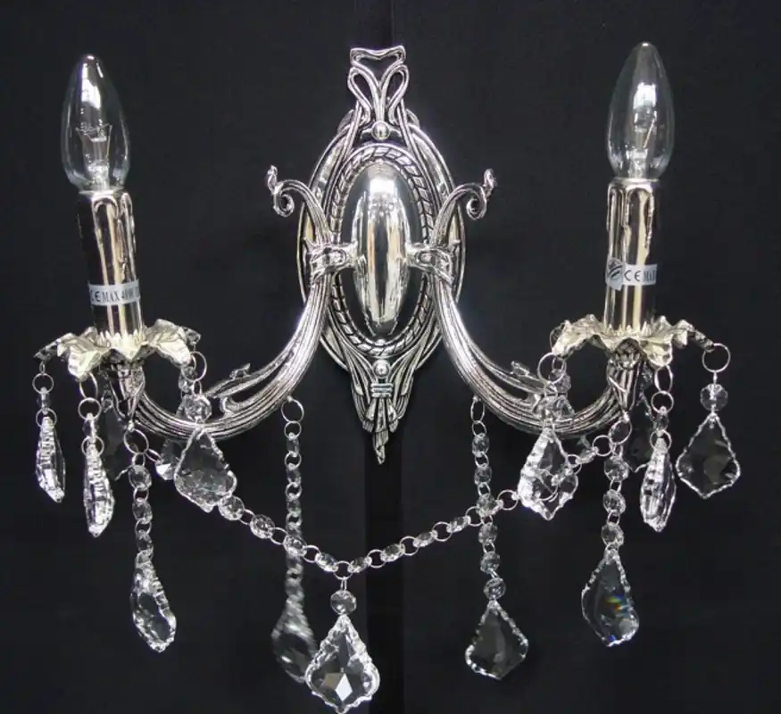 Schnäppchen Casa Padrino Barock Kristall Wandleuchter 2-Flammig Silber ModK9 - Wandlampe Wand Beleuchtung