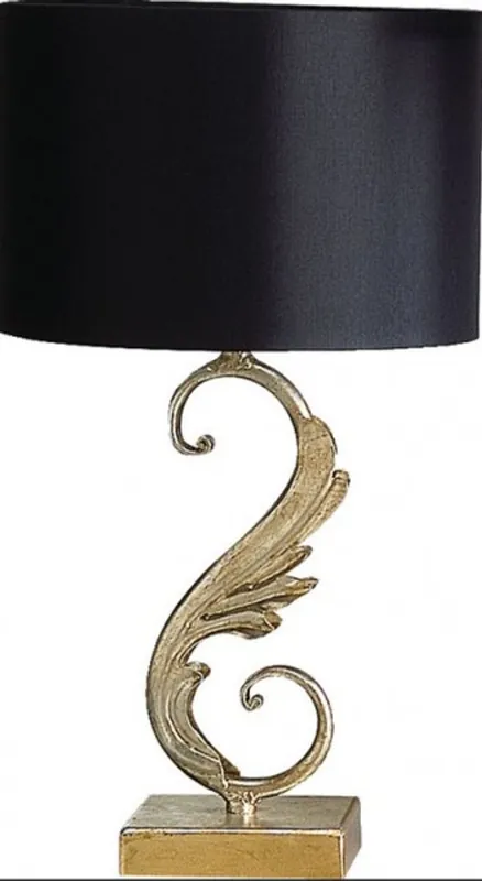 Garantierte Lieferung Casa Padrino Luxus Barock Tischleuchte Schwarz / Gold 45 x 24 cm - vergoldete Säulen Lampe - Handgefertigt in Italien