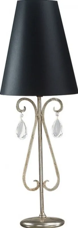Casa Padrino Luxus Barock Tischleuchte Schwarz / Silber mit Glaskristallen 84 x 31 cm - versilberte Säulen Lampe - Handgefertigt in Italien Beliebt