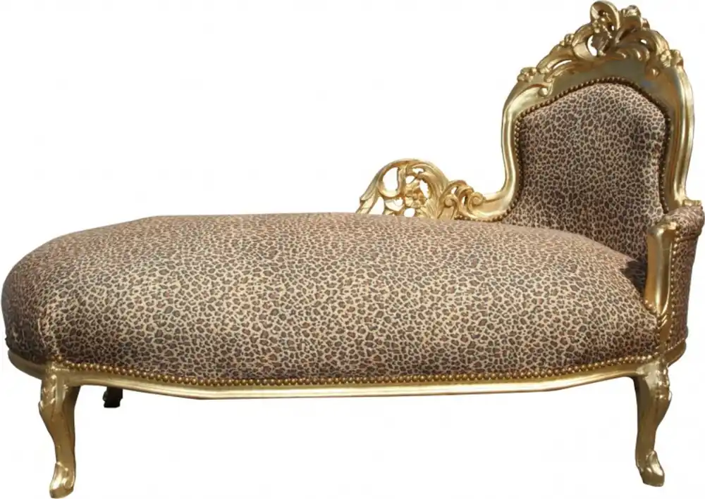 Neuheit Casa Padrino Barock Chaiselongue "King" Leopard/Gold Mod2 - Recamiere Liege Leoparden Look