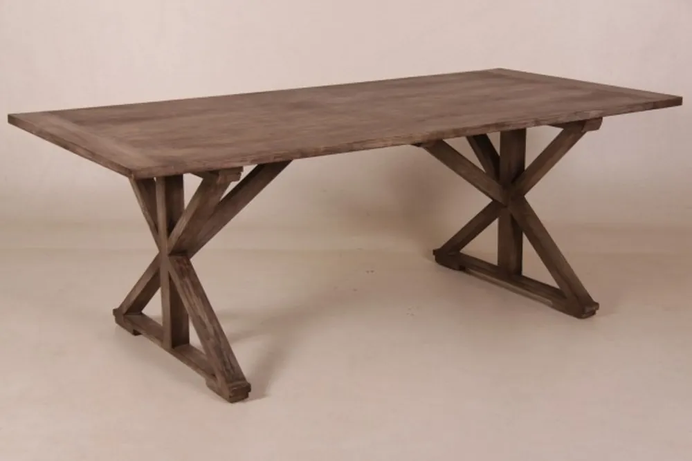 Casa Padrino Vintage Teak Esstisch Rustic Grey 170 x 95 cm - Landhaus Stil Tisch Teakholz Beliebt
