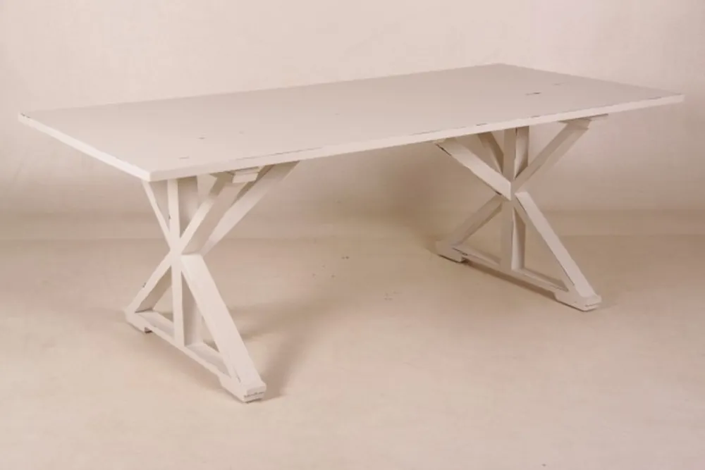 Casa Padrino Vintage Teak Esstisch Antik Stil Weiß 210 x 100 cm - Landhaus Stil Tisch Teakholz Angebot