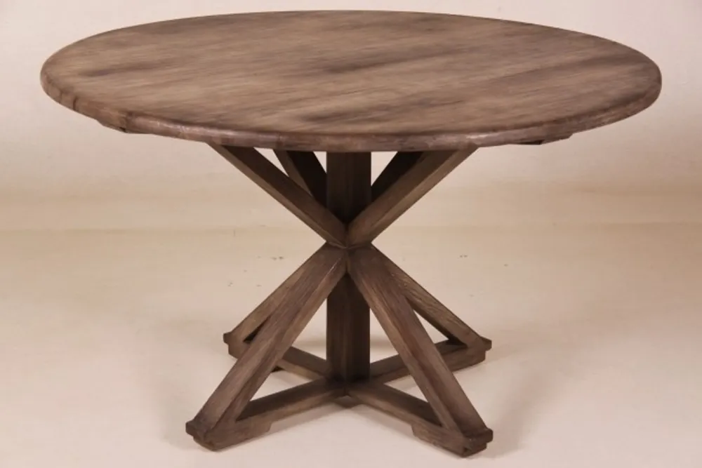 Casa Padrino Vintage Teak Esstisch Vintage Rustic Grey Rund Durchmesser 130 cm - Landhaus Stil Tisch Teakholz Neuheit