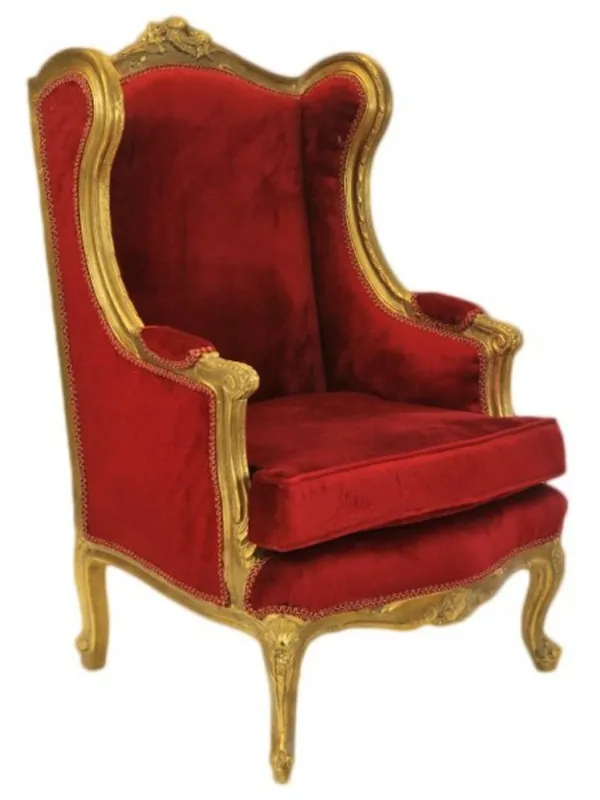 Casa Padrino Barock Lounge Thron Sessel Bordeaux Rot / Gold - Ohren Sessel - Ohrensessel Tron Stuhl Jetzt Bestellen