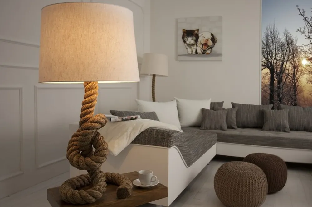 Casa Padrino Designer Tischleuchte Marine Tauseil - Seil Hockerleuchte Kracherpreis