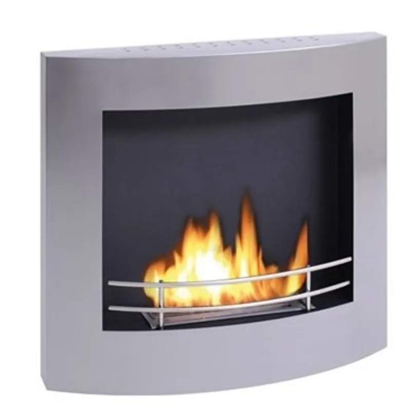 Casa Padrino Bio Ethanol Wand Kamin Silbergrau Edelstahl B 60 x H 55 x T 17 cm - Kamin - Wohnzimmer Kamin Ethanolkamin Bestpreis