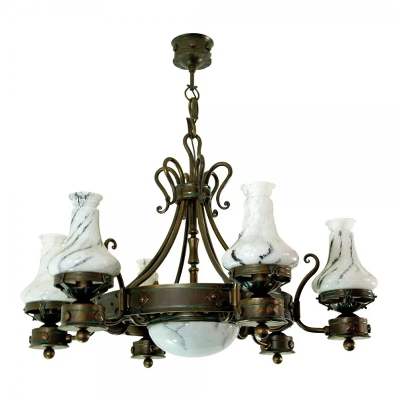 Preisreduziert Casa Padrino Barock Schmiedeeisen Kronleuchter 6-Flammig Glas Hängeleuchte Lüster Hängelampe Deckenlampe - Burg Schloss Leuchter