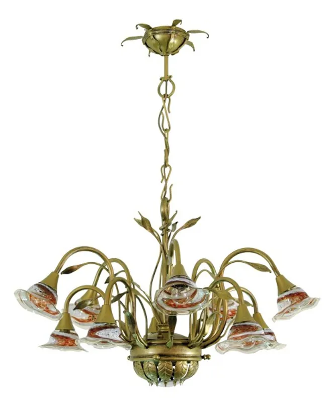 Casa Padrino Barock Schmiedeeisen Kronleuchter 10-Flammig Glas Hängeleuchte Lüster Hängelampe Deckenlampe - Burg Schloss Leuchter Neuheit