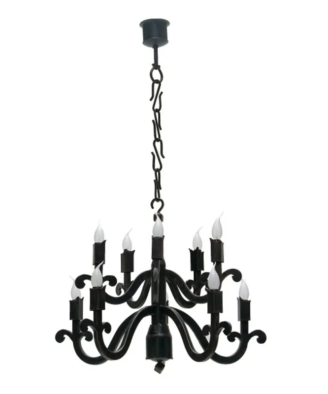 Wochenendangebot Casa Padrino Barock Schmiedeeisen Kronleuchter 10-Flammig Hängeleuchte Lüster Hängelampe Deckenlampe - Burg Schloss Leuchter