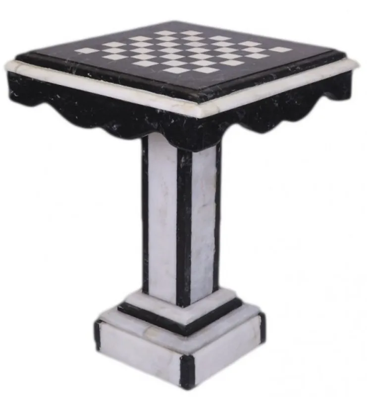 Casa Padrino Luxus Barock Spieltisch Schach / Dame Tisch Marmor Schwarz - Weiss - Möbel Antik Stil Art Deco Jugendstil Nur Heute