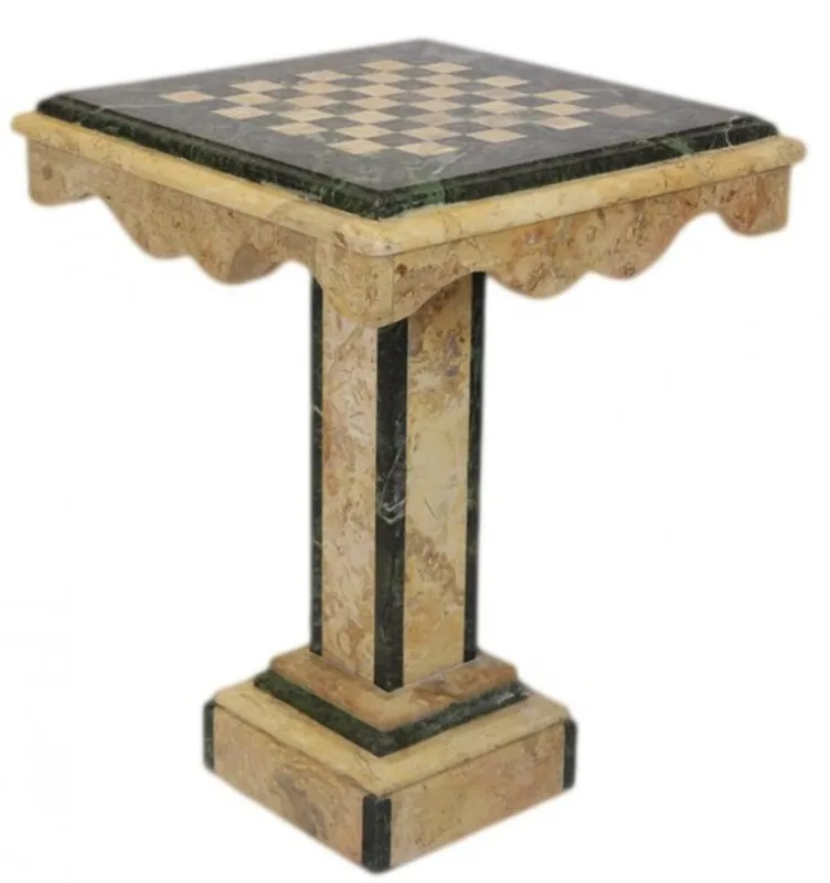 Casa Padrino Luxus Barock Spieltisch Schach / Dame Tisch Marmor Creme - Grün - Möbel Antik Stil Art Deco Jugendstil Schachtisch Nur Heute