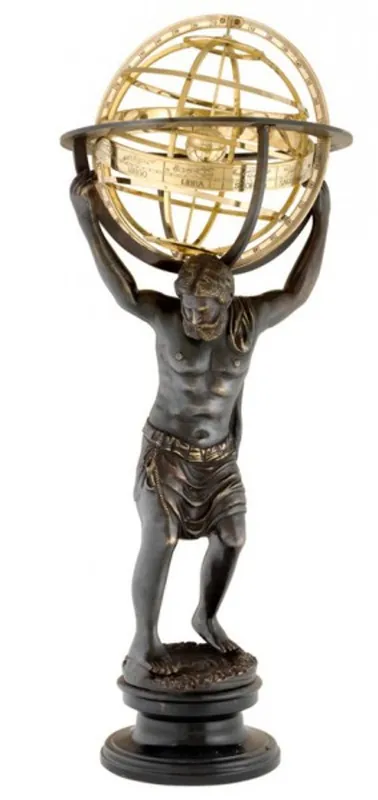 Top-Angebot Casa Padrino Luxus Bronze Figur Atlas mit Globus auf Natursteinsockel - Skulptur