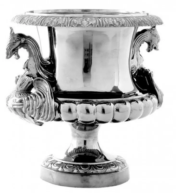 Casa Padrino Antik Stil Barock Blumenvase Antik Silberfarben - Pflanzentopf - Hotel Dekoration - Blumengefäss Zertifiziert
