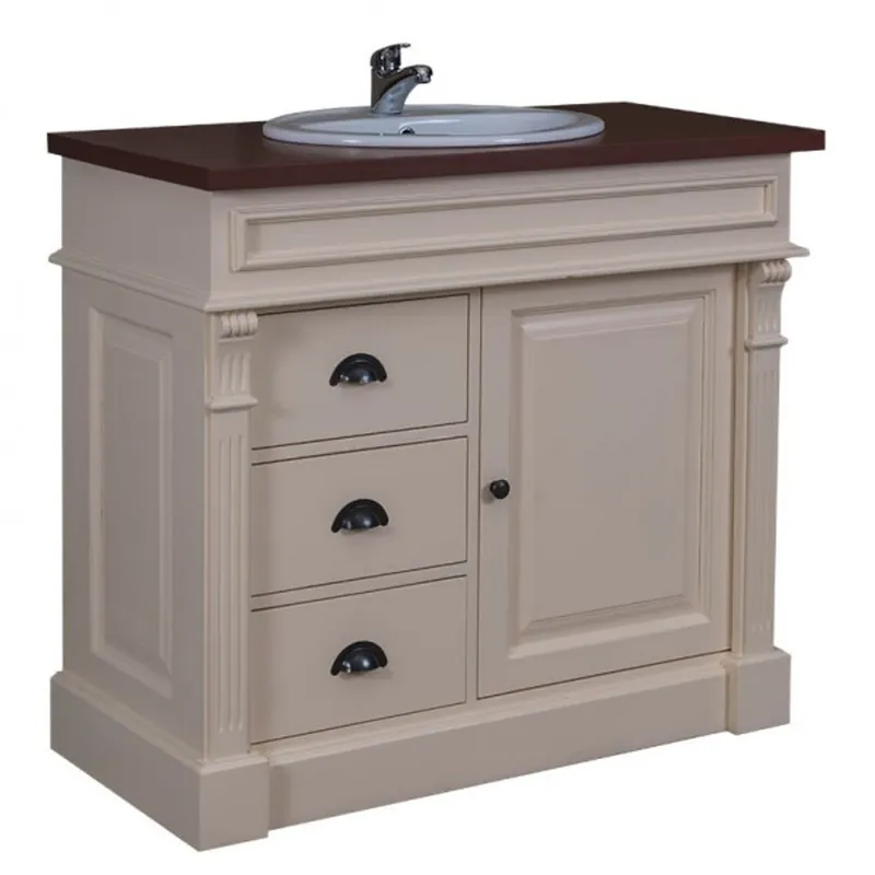 Versand Am Gleichen Tag Casa Padrino Landhaus Stil Waschschrank Waschtisch inkl 1 Waschbecken Creme / Braun - Bad Schrank