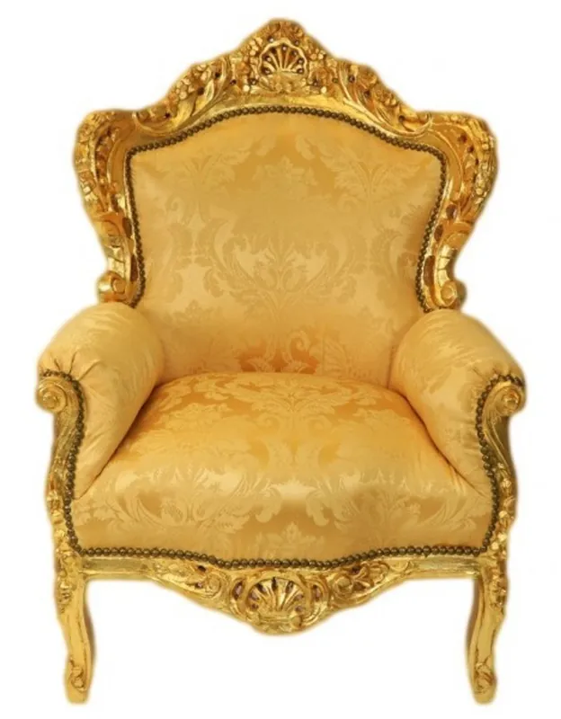 Casa Padrino Barock Sessel King Gold Muster / Gold Bouquet - Möbel Antik Stil Begrenztes Angebot
